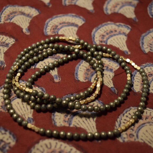 Gold & Metallic Beaded Wrap Bracelet – Layered Boho Jewelry - Picture 1 of 4
